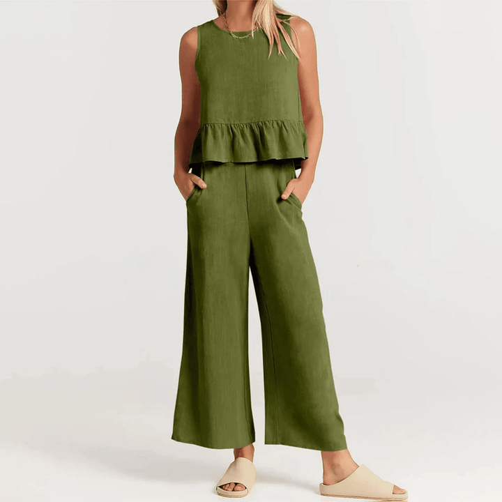Levoire | Ensemble top sans manches pantalon Vert olive
