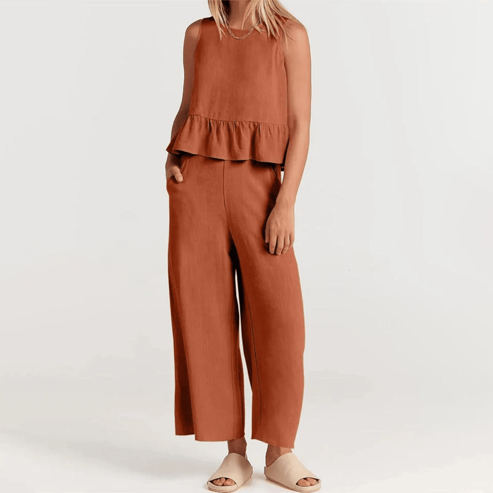 Levoire | Ensemble top sans manches pantalon Orange