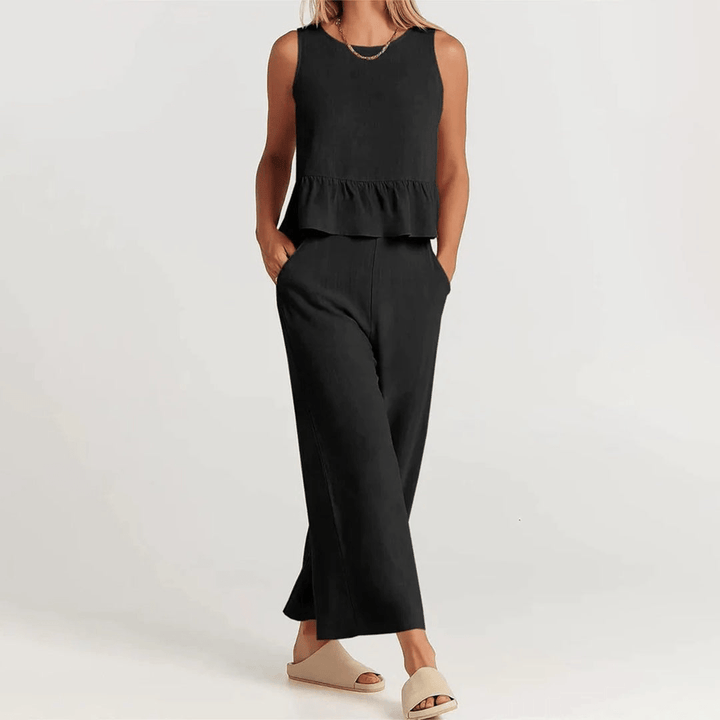 Levoire | Ensemble top sans manches pantalon Noir