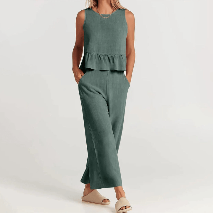 Levoire | Ensemble top sans manches pantalon Gris-bleu