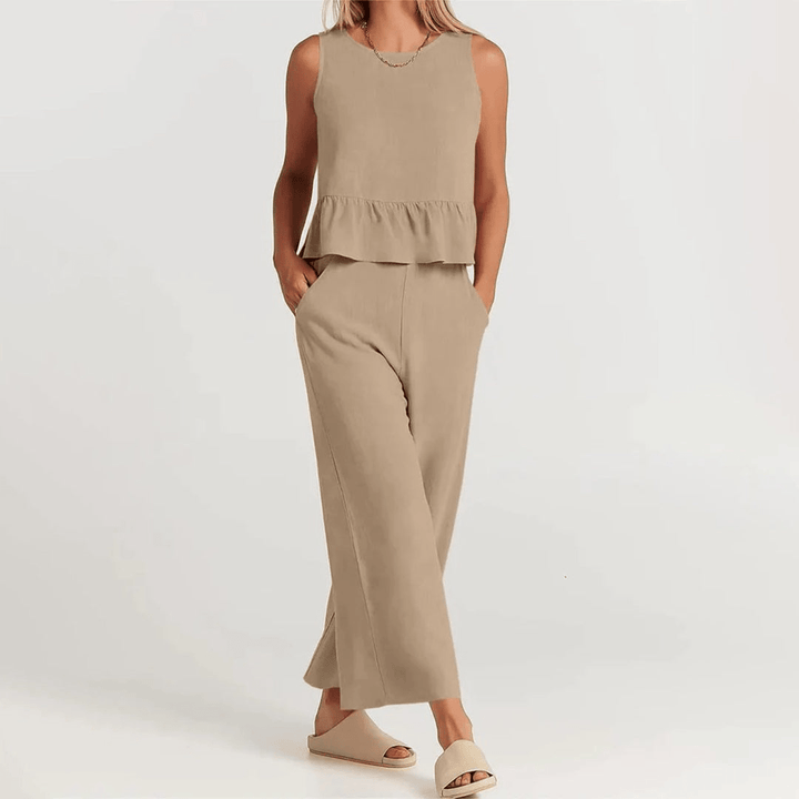 Levoire | Ensemble top sans manches pantalon Kaki