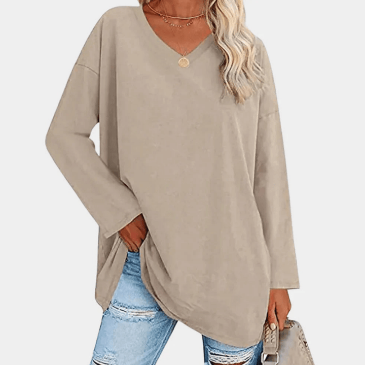 Levoire | Sweat-shirt en tricot décontracté pour femmes Matériau élastique Beige