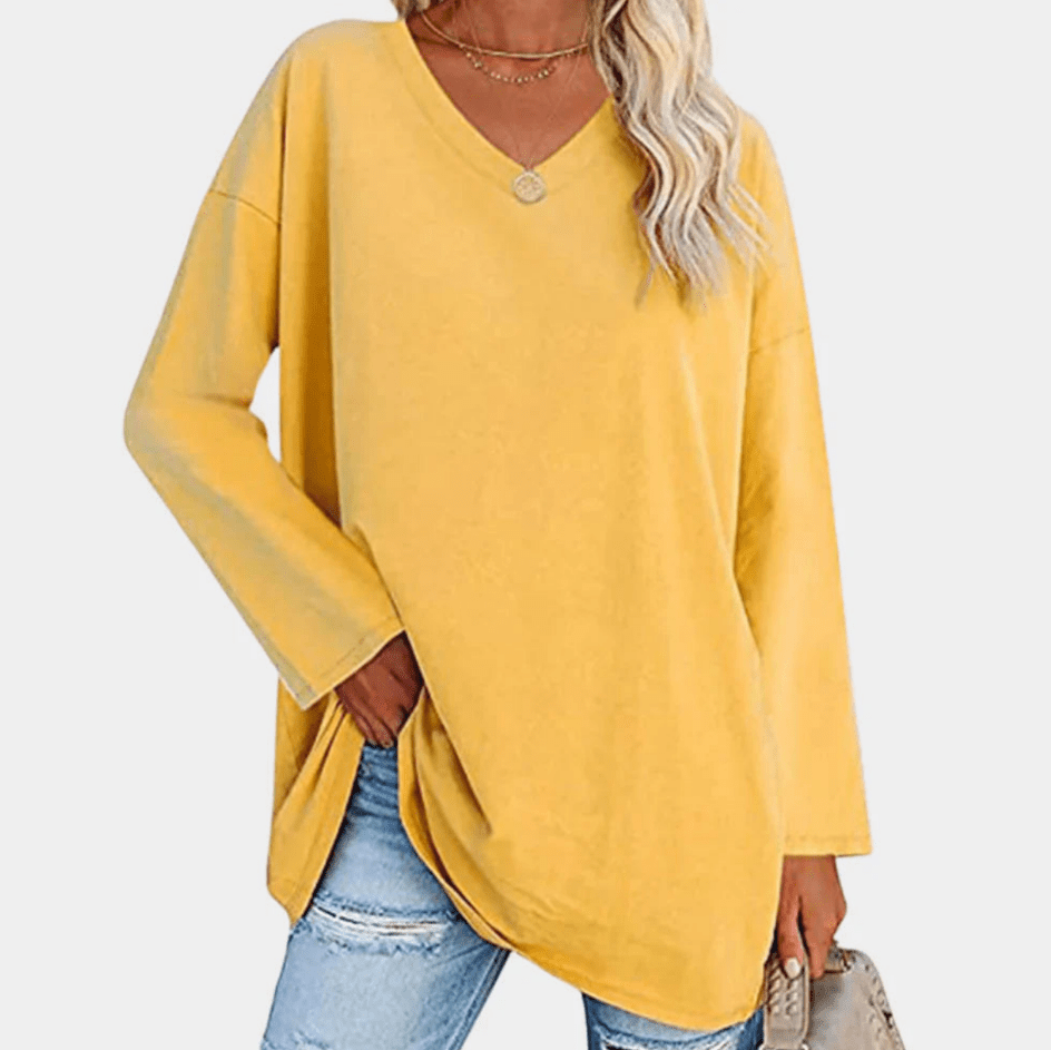 Levoire | Sweat-shirt en tricot décontracté pour femmes Matériau élastique Jaune