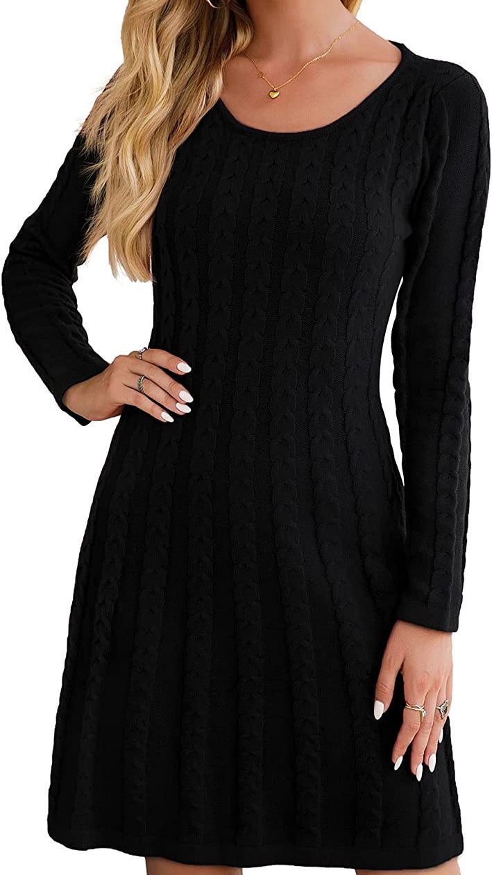 Levoire | Robe Tricot Confortable À Coupe Slim Avec Manches Longues Noir