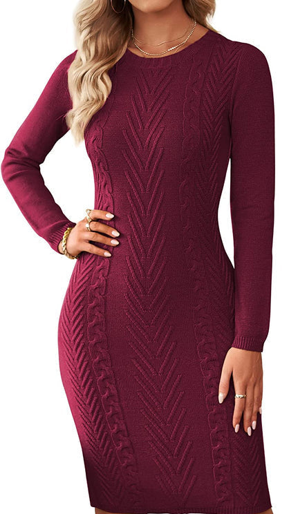 Levoire | Robe Tricot Confortable À Coupe Slim Avec Manches Longues Vinfärgad
