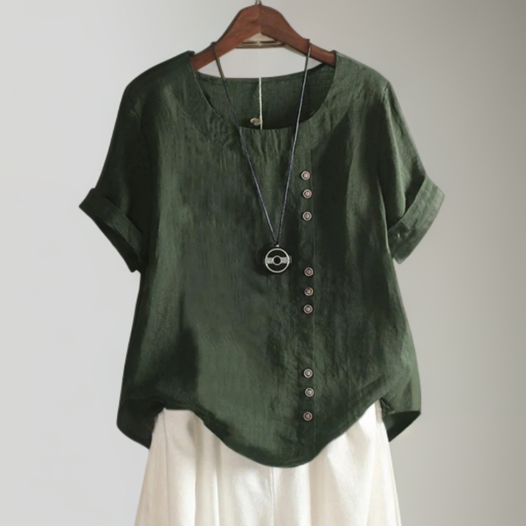 Levoire | Chemise Avec Col Rond Et Boutons Vert