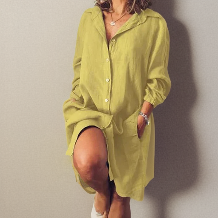 Levoire | Robe En Coton Et Lin Jaune