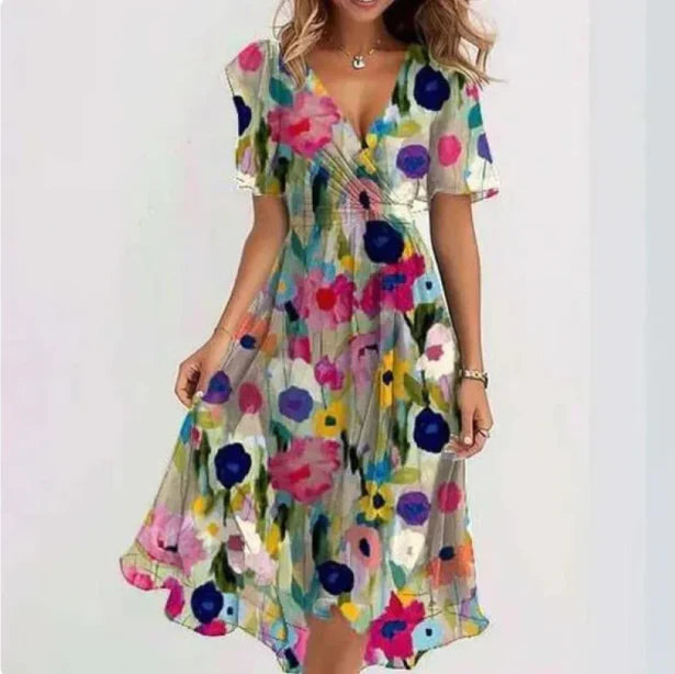 Levoire | Robe Maxi Élégante Décolleté V Multicolore