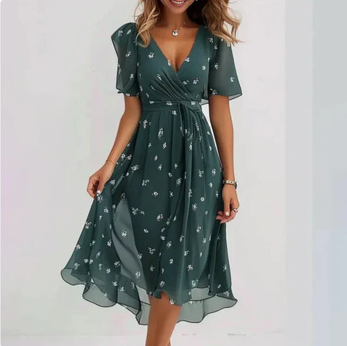 Levoire | Robe Midi En Chiffon À Décolleté En V Pour Femmes