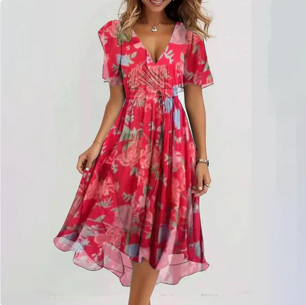 Levoire | Robe Maxi Élégante Décolleté V Rosa