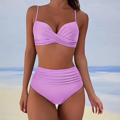 Levoire | Bikini À Imprimé Léopard Taille Haute Pour Femmes Violet clair