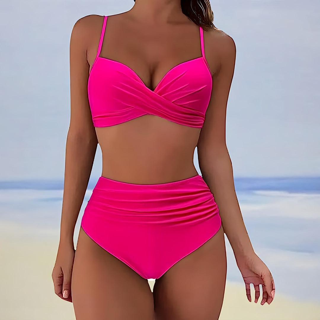 Levoire | Bikini Élégant Taille Haute Rose
