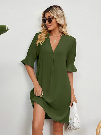 Levoire | Robe d'été pour femme avec col en V Armée verte