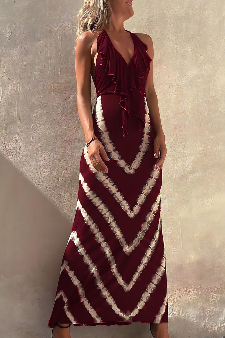 Levoire | Robe longue élégante avec col en V et dos ouvert Rouge