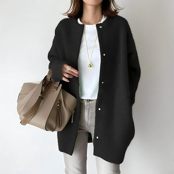 Levoire | Élégante Douce Longue Cardigan Femme Noir Taille unique