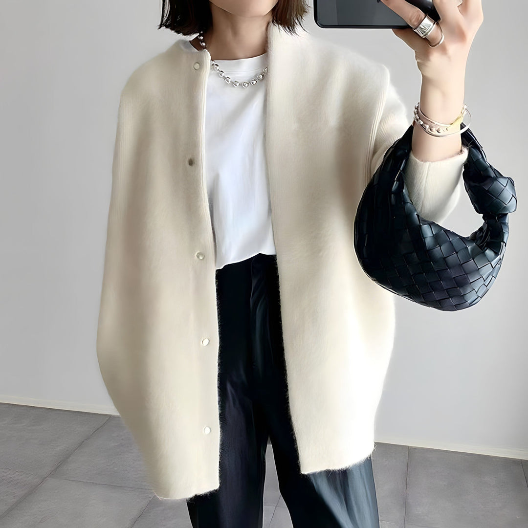 Levoire | Élégante Douce Longue Cardigan Femme Blanc Taille unique