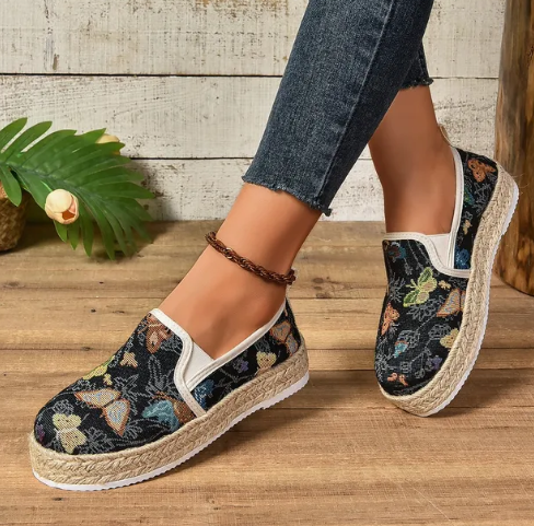 Levoire | Semelles De Récolte De Vin Espadrilles À Motif Floral Pour Femmes Bunt