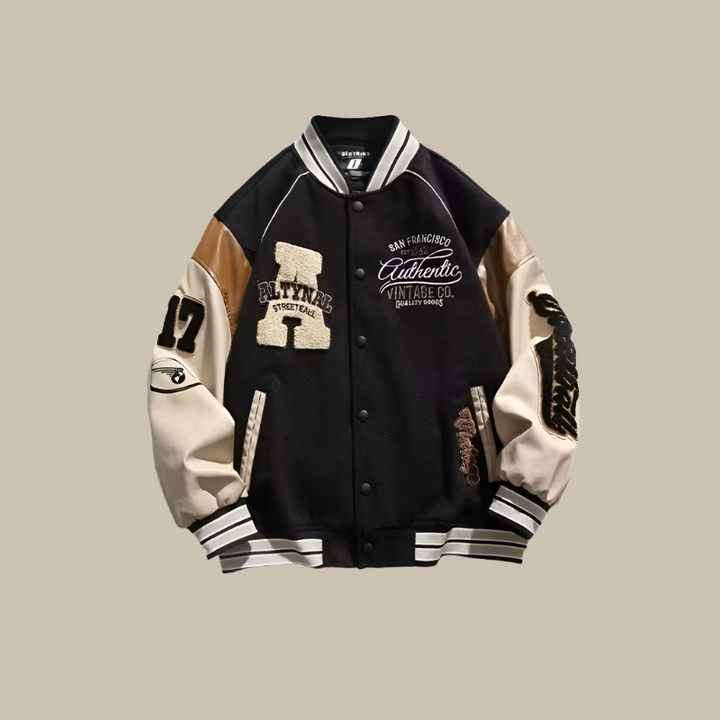 Levoire | Veste De Baseball Vintage À La Mode Pour Hommes Noir