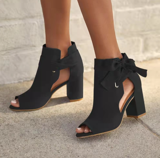 Levoire | Sandales Élégantes À Hauteur Moyenne Et Avec Lacets Pour Femmes Noir