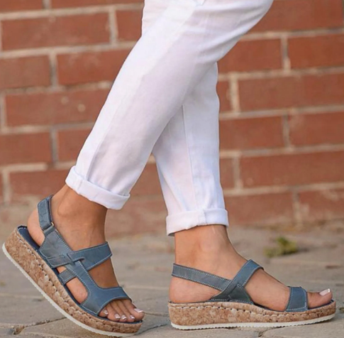 Levoire | Sandales Confortables Avec Semelles Ergonomiques Et Velcro Pour Femmes Bleu