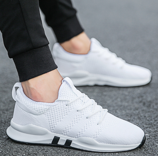 Levoire | Chaussure De Course Respirante Élastique Pour Hommes Blanc