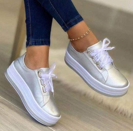 Levoire | Chaussures Confortables Et Tendance Pour Femmes Avec Lacets Argent