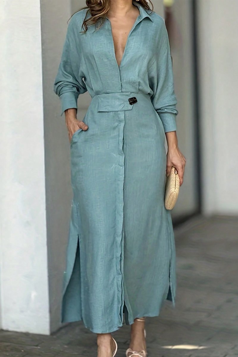 Levoire | Robe Maxi En Lin Classique Vert menthe