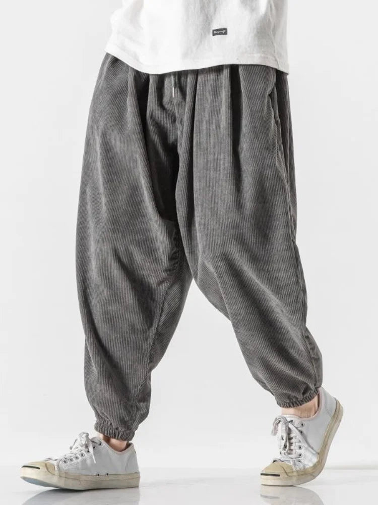 Levoire | Pantalon Jogger Harem En Velours Côtelé Style Et Liberté Pour Hommes Gris