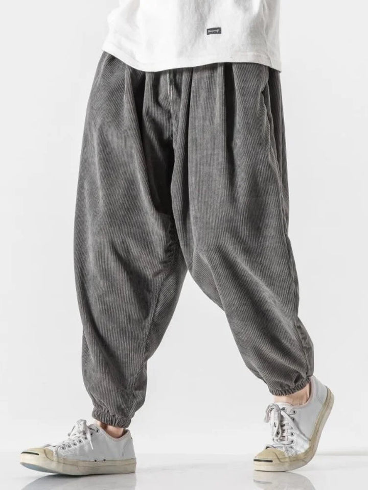 Levoire | Pantalon Jogger Harem En Velours Côtelé Style Et Liberté Pour Hommes Gris