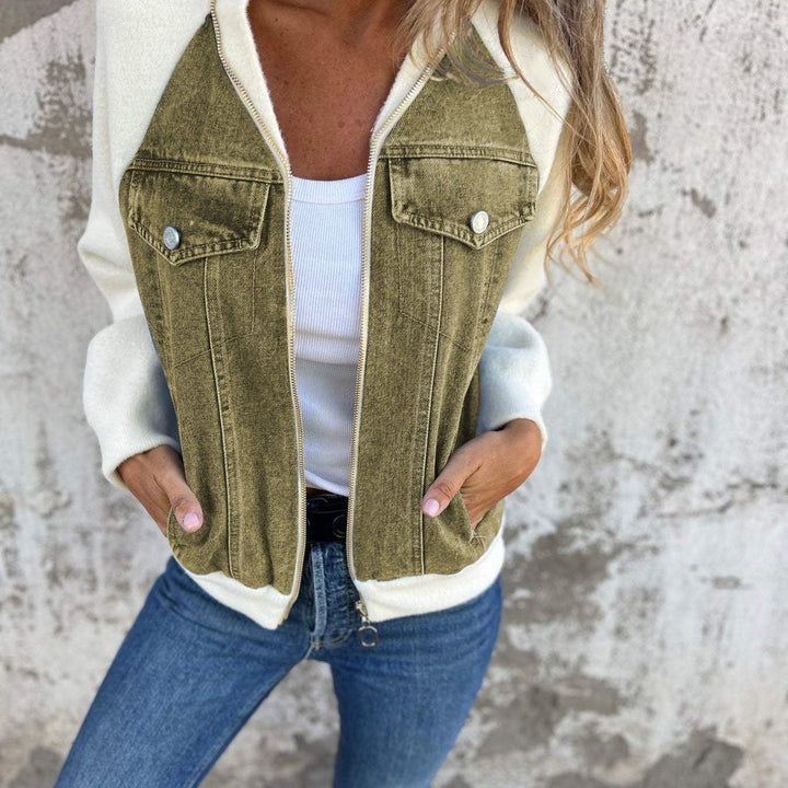 Levoire | Long Comfortable Jacket With Long Sleeves And Zipper Closure Vert