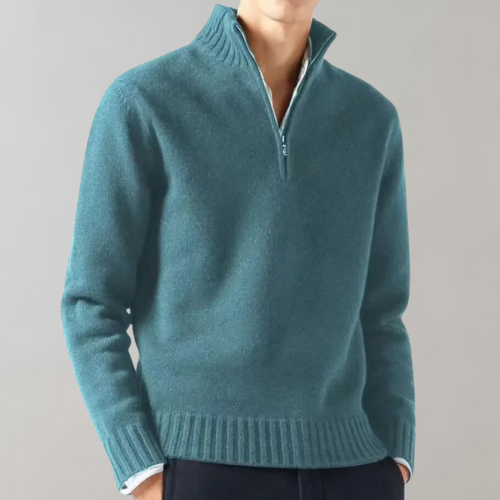 Levoire | Pull Semi-Zippé Bleu