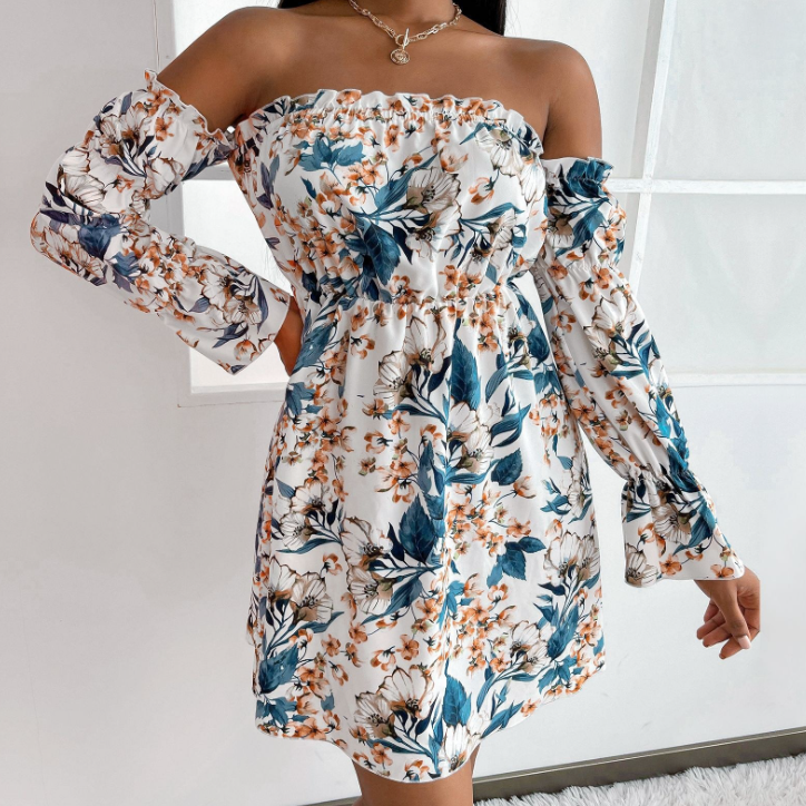 Levoire | Robe D'Été Pour Femmes Luxueuse Avec Imprimé Floral Blanc avec impression florale