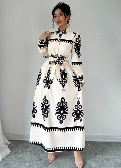 Levoire | Robe Élégante Avec Impression Paisley Parfait Pour Les Fêtes De Printemps Et D'Automne