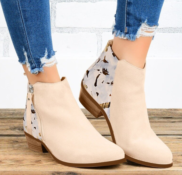Levoire | Bottes De Femme Élégantes Et Confortables Avec Talons Et Fermeture Éclair Beige