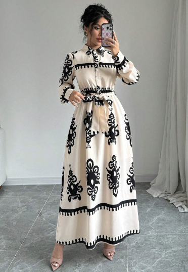 Levoire | Robe Élégante Avec Impression Paisley Parfait Pour Les Fêtes De Printemps Et D'Automne Blanc