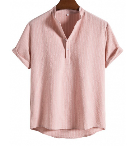 Levoire | Chemise Rayee Pour Hommes Decontractee Respirante Hommes Rose