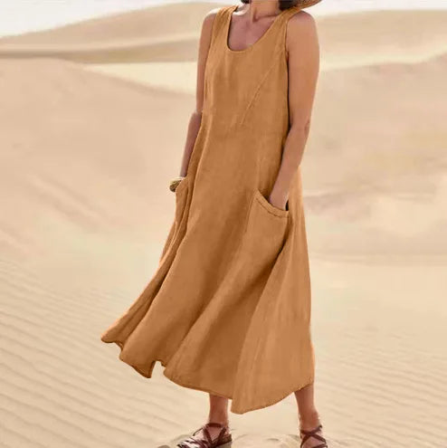 Levoire | Robe Longue En Lin Pour Femmes Braun