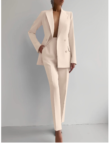 Levoire | Ensemble Blazer et Pantalon Raffiné murtunut valkoinen