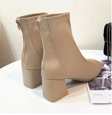 Levoire | Bottines Élégantes Avec Un Épais Talon Khaki