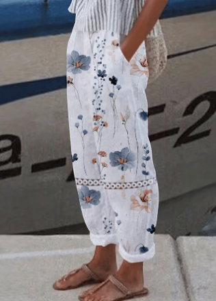 Levoire | Pantalon Floral Botanique Pour Femmes Blanc 2