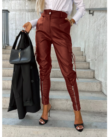 Levoire | Pantalon Femme À Zips Brun Foncé