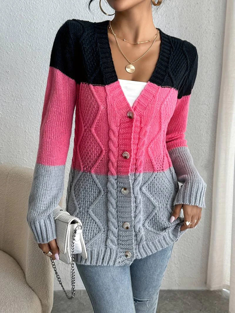 Levoire | Gilet à col V avec fermeture à boutons Rosa