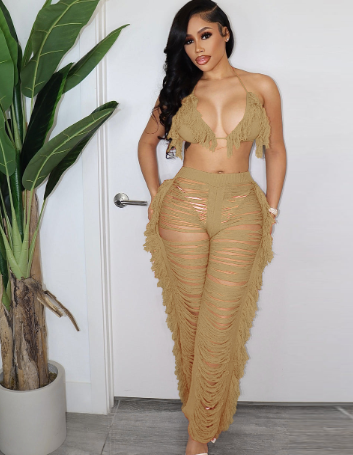 Levoire | Jeans Déchirés & Top Pour Femmes Khaki