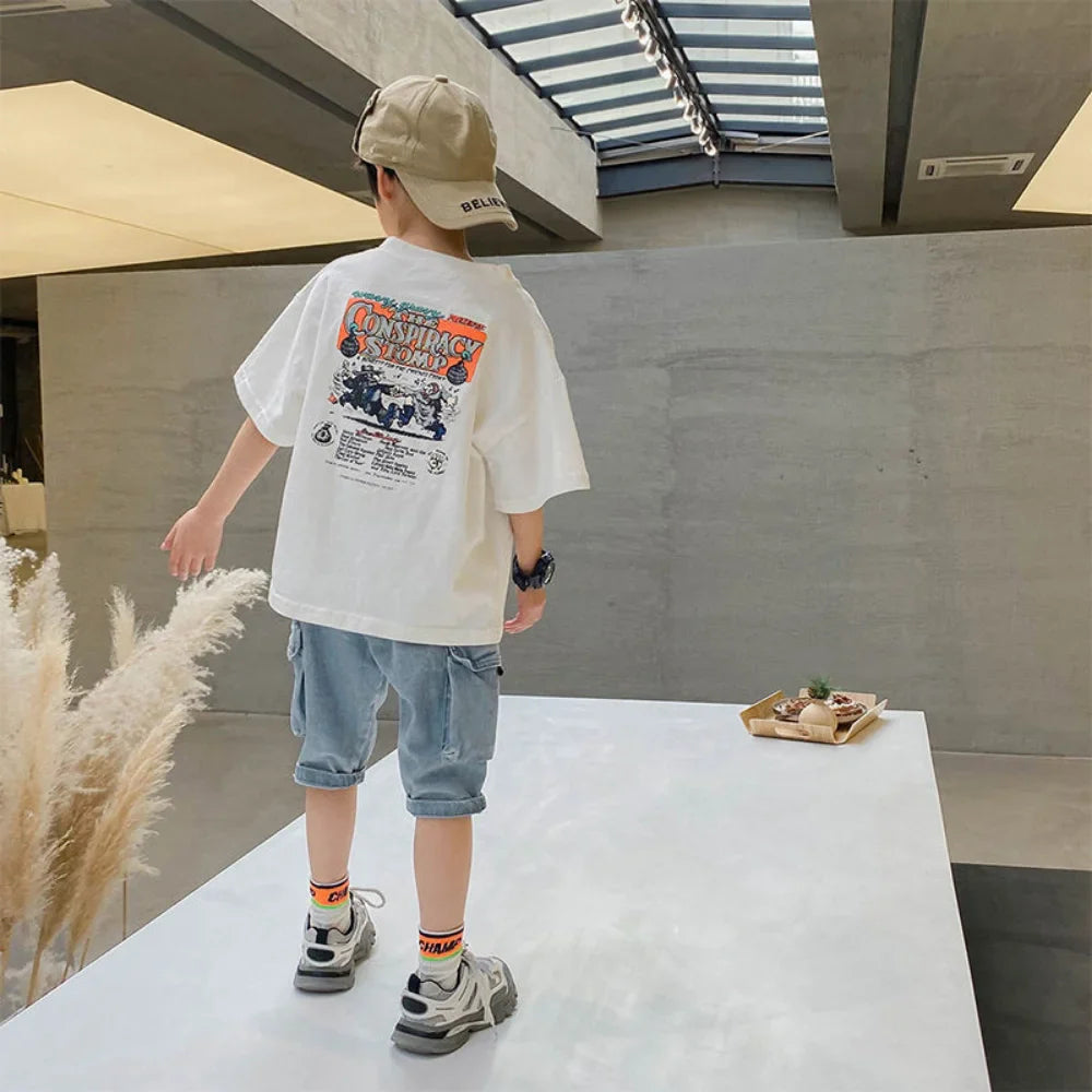Levoire | T-Shirts Pour Garçons Conception Confortable, Élégante Et Respirante Blanc