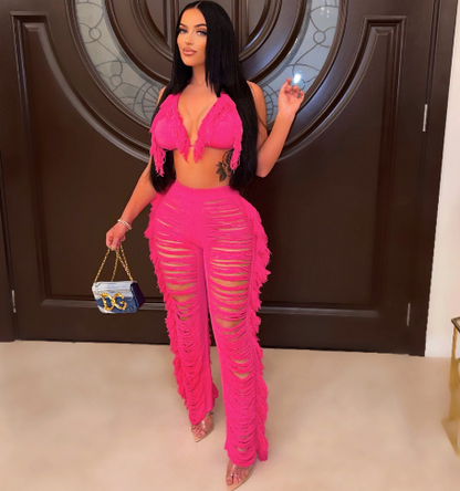 Levoire | Jeans Déchirés & Top Pour Femmes Rose