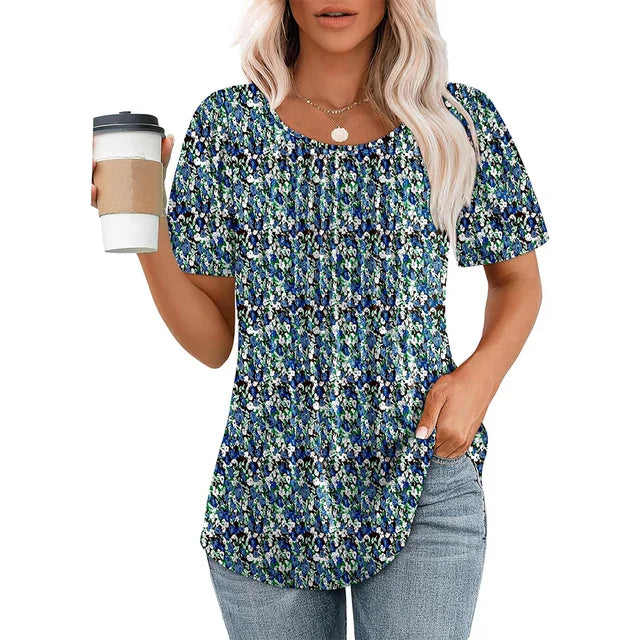 Levoire | T-shirt d'été élégant Robe florale bleue