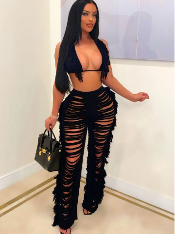 Levoire | Jeans Déchirés & Top Pour Femmes Noir