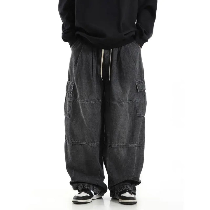 Levoire | Pantalons Cargo Baggy Homme Stylés Et Confortables Denim Urbain Noir