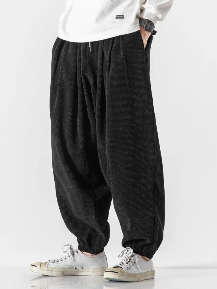Levoire | Pantalon Jogger Harem En Velours Côtelé Style Et Liberté Pour Hommes Noir