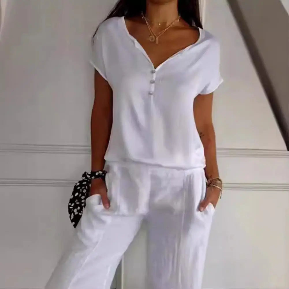 Levoire | Pull À Col V Avec Bouton Et Manches Courtes Blanc